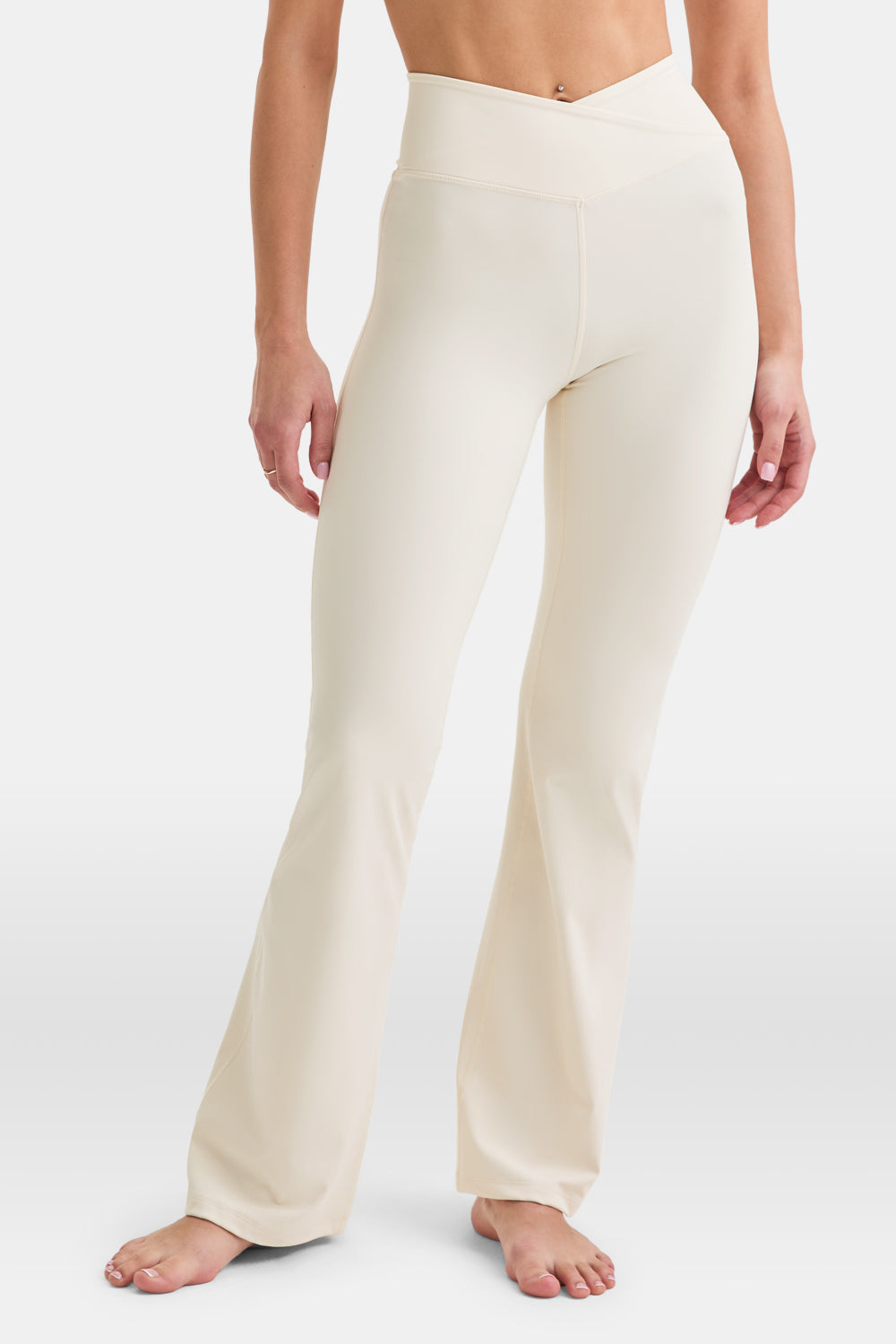 DAYFLEX WRAP HIGH WAISTED FLARED YOGA PANT - BUTTERMILK