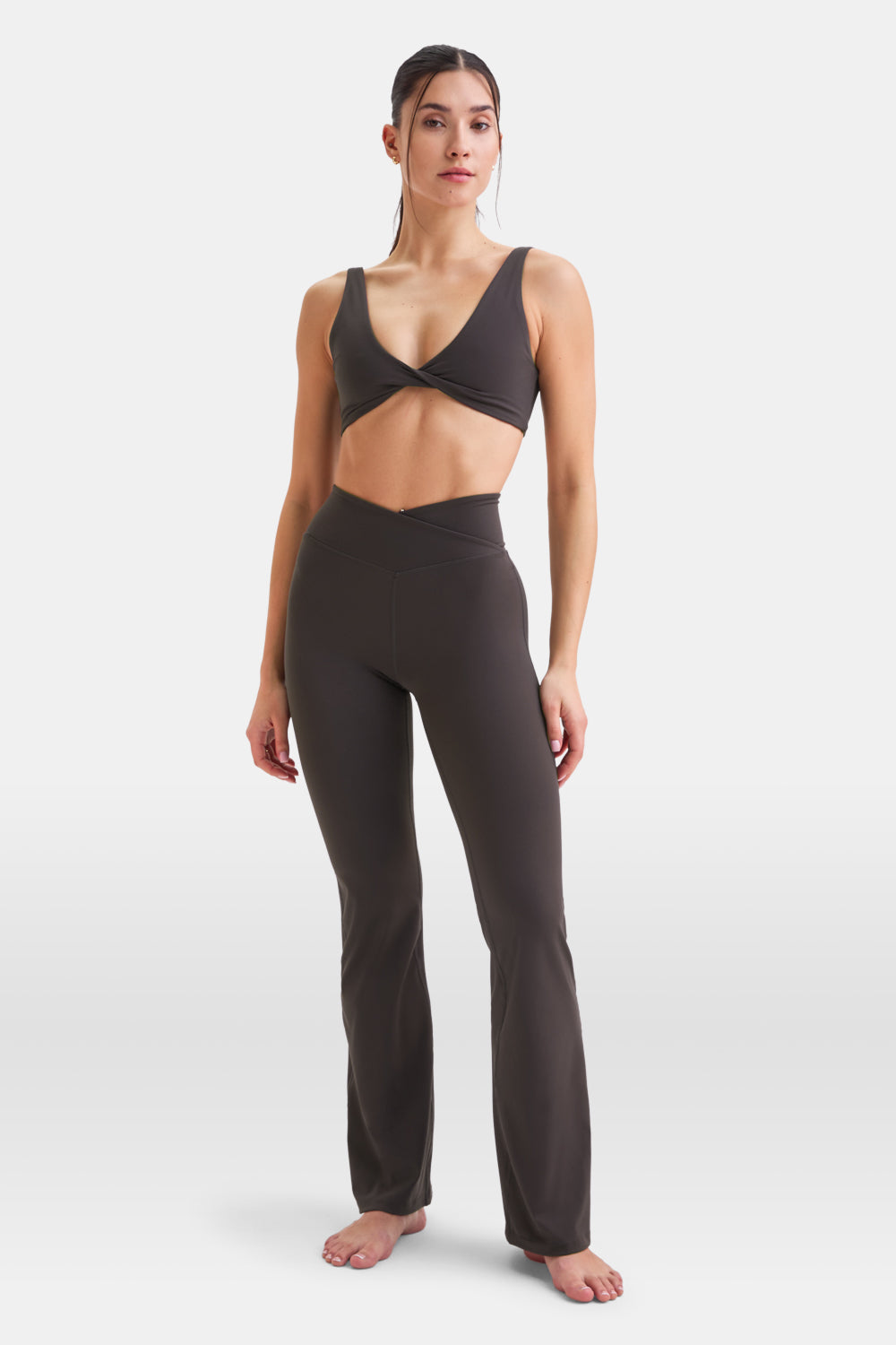 DAYFLEX WRAP HIGH WAISTED FLARED YOGA PANT - COOL ESPRESSO