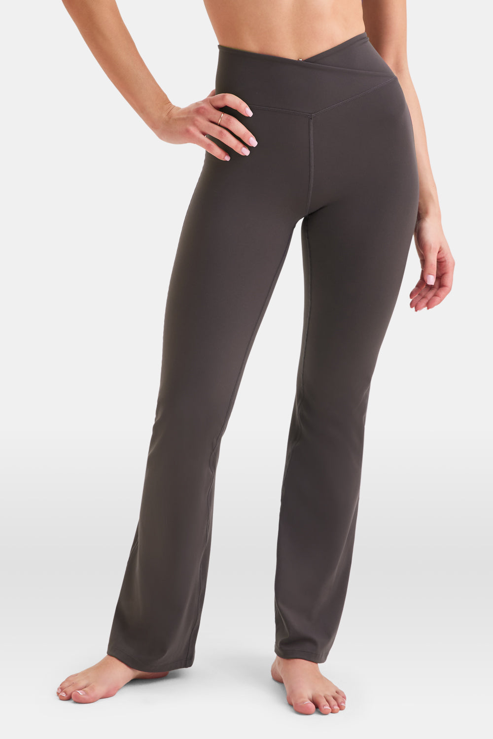 DAYFLEX WRAP HIGH WAISTED FLARED YOGA PANT - COOL ESPRESSO