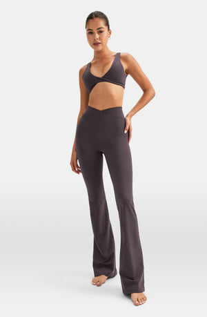 DAYFLEX WRAP HIGH WAISTED FLARED YOGA PANT - COOL ESPRESSO