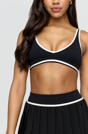 DayFlex Plunge Neck Push-Up Sports Bra - Shadow Black And Buttermilk