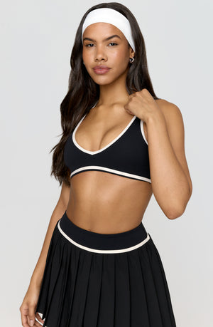 DayFlex Plunge Neck Push-Up Sports Bra - Shadow Black And Buttermilk