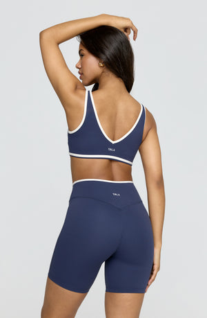 DayFlex Plunge Neck Push-Up Sports Bra - Navy And Buttermilk