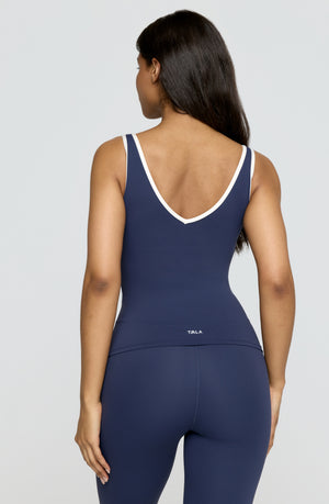 DayFlex Built-In Support Plunge Neck Vest - Navy And Buttermilk