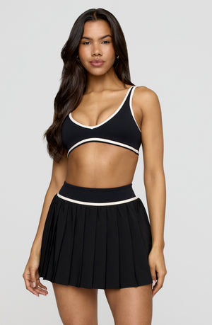 DayFlex Pleated Tennis Skort - Shadow Black And Buttermilk