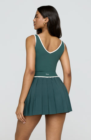 DayFlex Pleated Tennis Skort - Hunter Green And Buttermilk