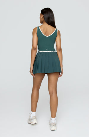 DayFlex Pleated Tennis Skort - Hunter Green And Buttermilk