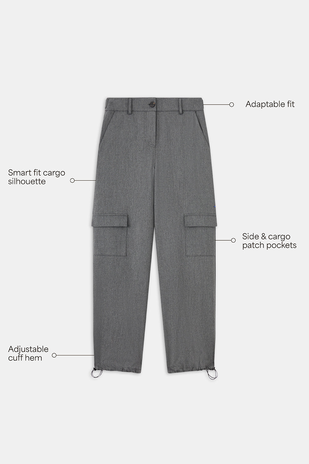 EVERYDAY TAILORING ADJUSTABLE MULTIWAY CARGO TROUSERS - CHARCOAL GREY MARL