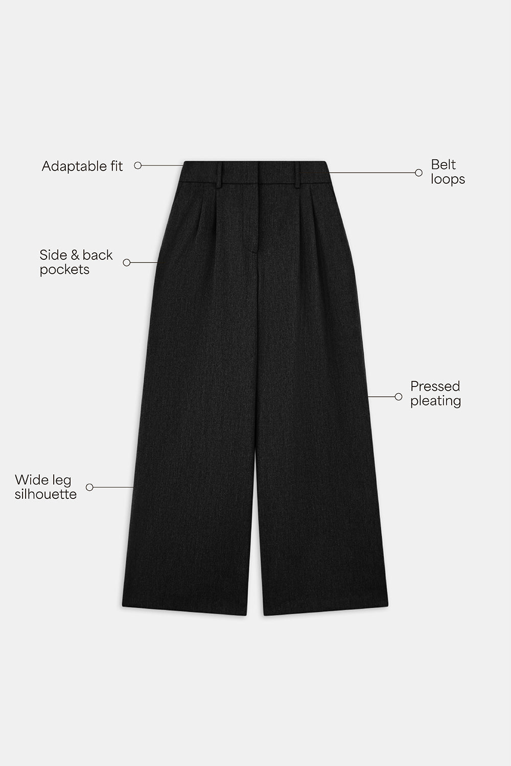 EVERYDAY TAILORING ADJUSTABLE WIDE LEG TROUSERS - BLACK