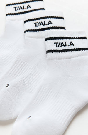 TALA Logo Stripe Socks 3 Pack - White And Black