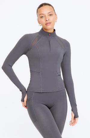 FORMTECH QUARTER ZIP LONG SLEEVE RUNNING TOP - GRAPHITE