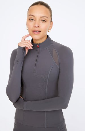 FORMTECH QUARTER ZIP LONG SLEEVE RUNNING TOP - GRAPHITE