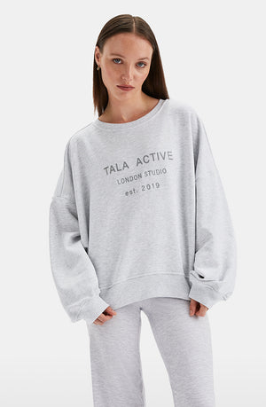 TALA STUDIO OVERSIZED FIT GIRLFRIEND SWEATSHIRT- GREY MARL