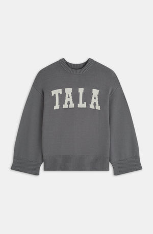 TALA LOGO KNIT SWEATER - CHARCOAL AND MILK