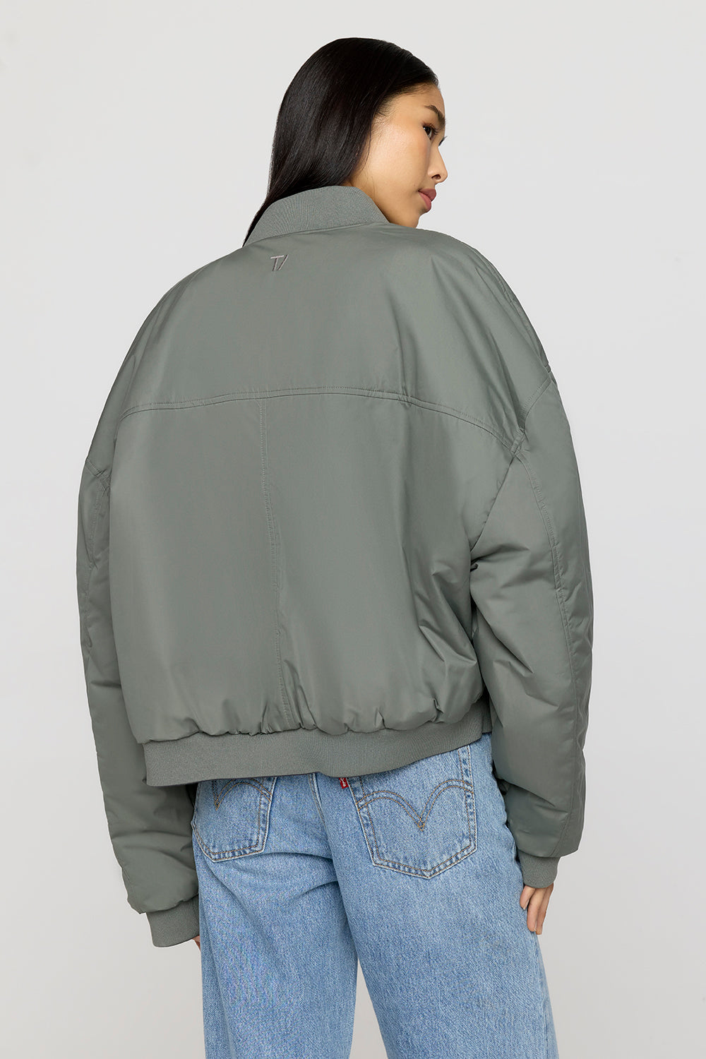 Reversible Girlfriend Bomber Jacket - Graphite And Cool Olive