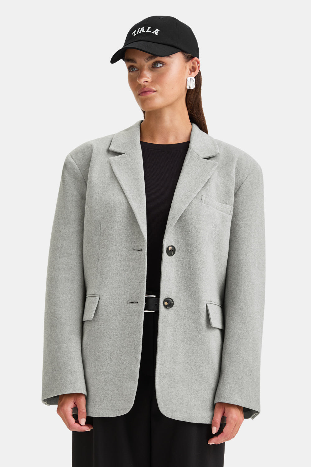 EVERYDAY TAILORING MULTIWAY OVERSIZED BLAZER - IRON GREY MARL