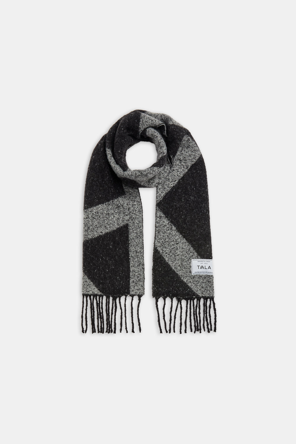 T LOGO BRUSHED SCARF - CHARCOAL AND BLACK