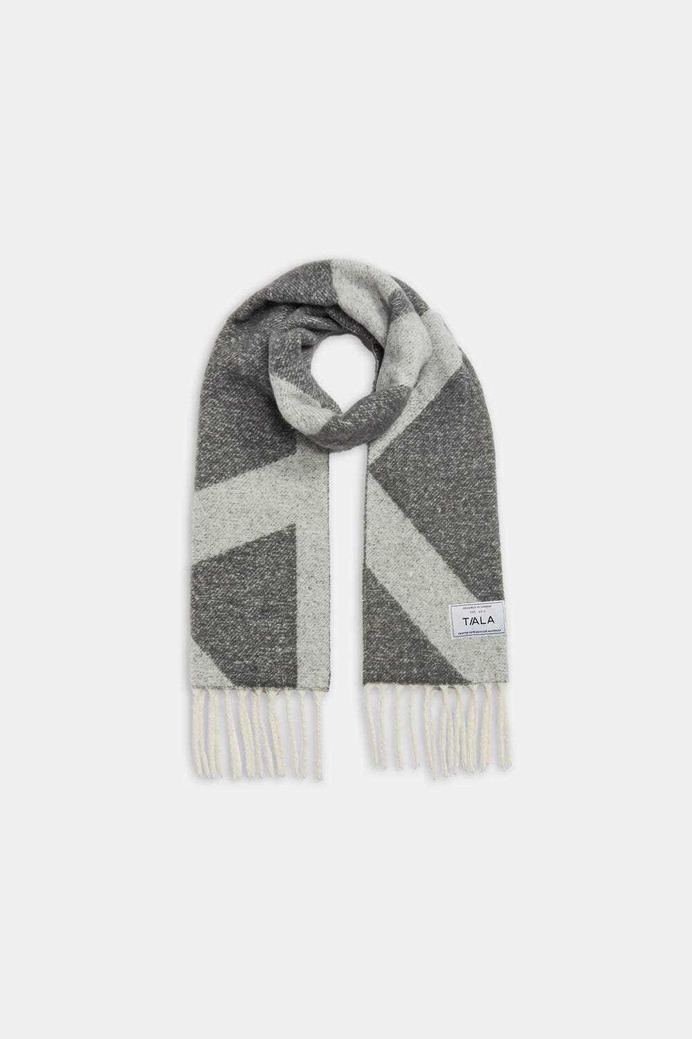 T LOGO BRUSHED SCARF - MID GREY AND LIGHT GREY