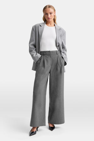 EVERYDAY TAILORING ADJUSTABLE WIDE LEG TROUSERS - CHARCOAL GREY MARL