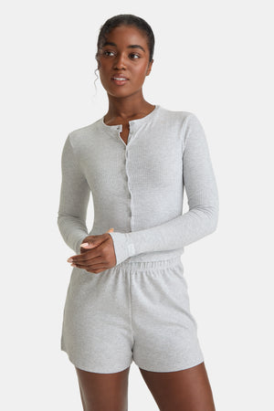 SOFT LOUNGE PYJAMA CARDIGAN - GREY MARL