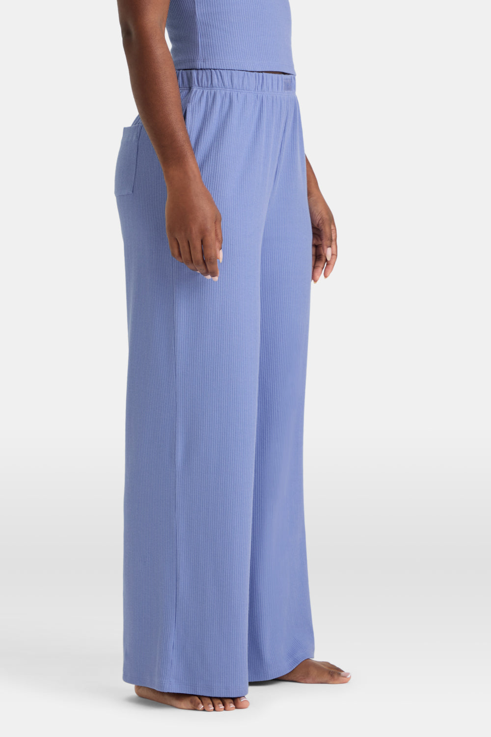 SOFT LOUNGE WIDE LEG PYJAMA BOTTOMS - CORNFLOWER BLUE