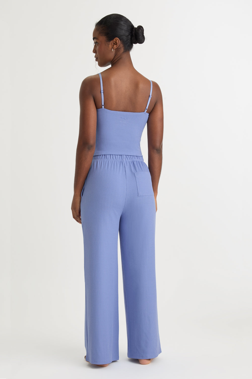 SOFT LOUNGE WIDE LEG PYJAMA BOTTOMS - CORNFLOWER BLUE