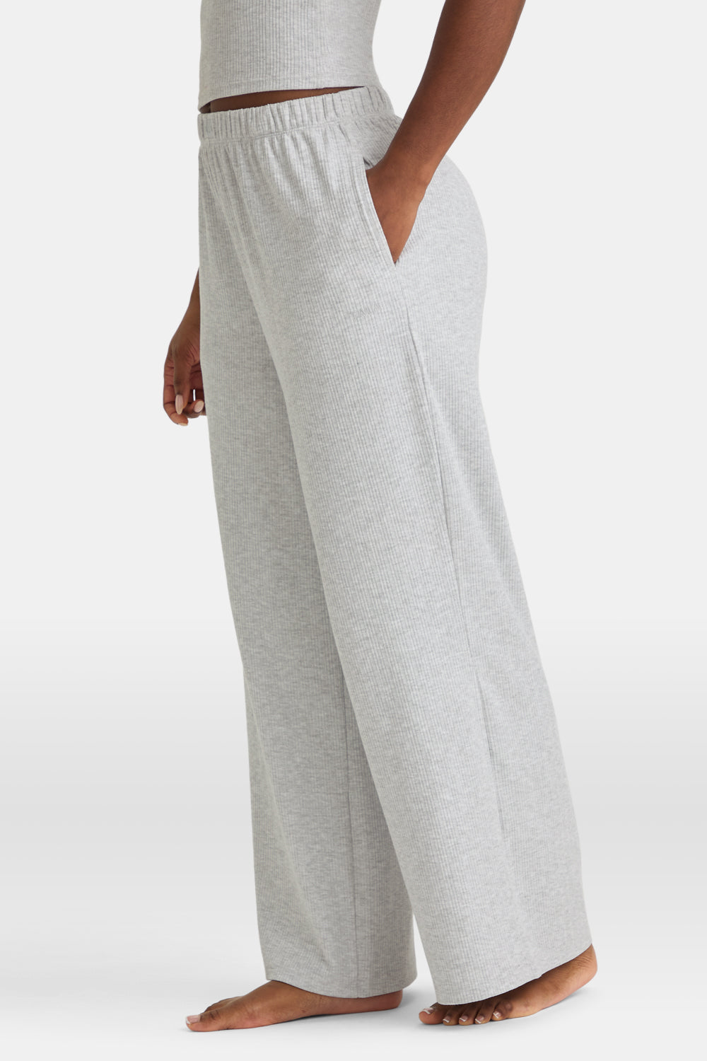 SOFT LOUNGE WIDE LEG PYJAMA BOTTOMS - GREY MARL