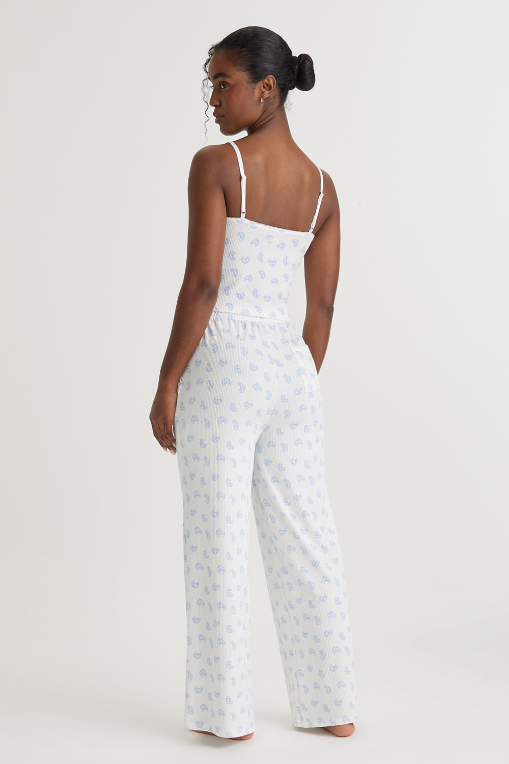 SOFT LOUNGE WIDE LEG PYJAMA BOTTOMS - CROISSANT PRINT