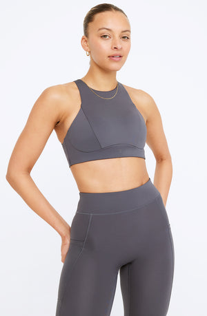 FORMTECH HIGH NECK RUNNING SPORTS BRA - GRAPHITE