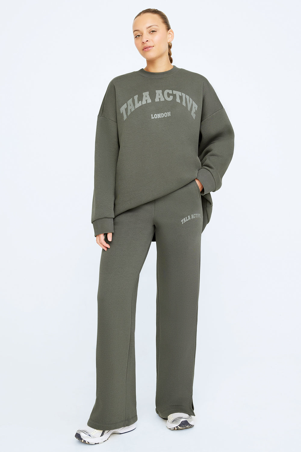 TALA ACTIVE LOOSE HEM OVERSIZED SWEATSHIRT- DARK OLIVE