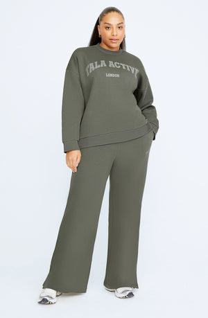 TALA ACTIVE LOOSE HEM OVERSIZED SWEATSHIRT- DARK OLIVE