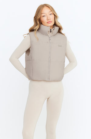 REVERSIBLE MULTIWAY GILET - PEBBLE AND TRUFFLE