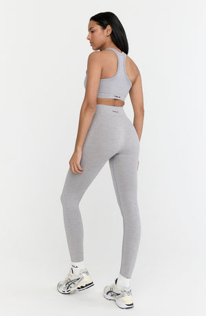 SCULPT SEAMLESS RIBBED RACER SPORTS BRA - LIGHT GREY MARL