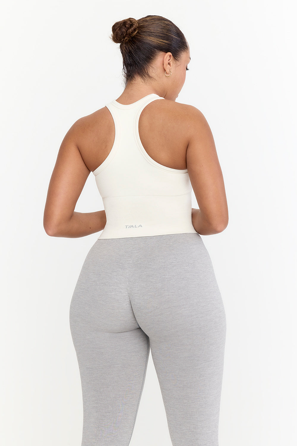 SCULPT SEAMLESS RIBBED RACER TANK - MILK MARL