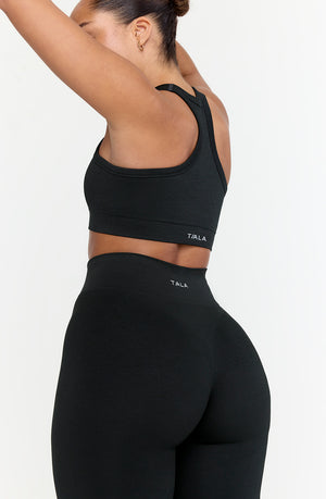 SCULPT SEAMLESS RIBBED HIGH WAISTED LEGGING - BLACK MARL