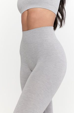 SCULPT SEAMLESS RIBBED HIGH WAISTED LEGGING - LIGHT GREY MARL