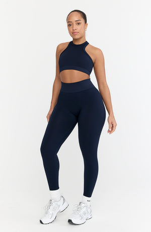 SCULPT SEAMLESS RIBBED HIGH WAISTED LEGGING - NAVY MARL