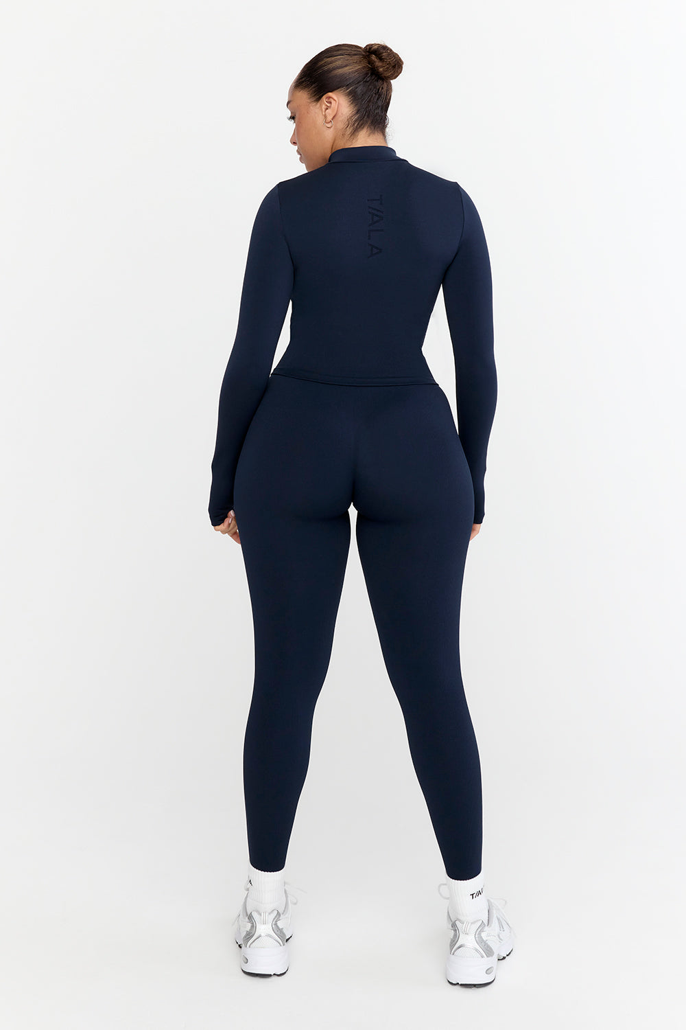 SCULPT SEAMLESS RIBBED ZIP THROUGH JACKET- NAVY MARL