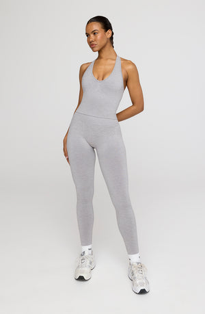 SCULPT SEAMLESS HALTER TANK - LIGHT GREY MARL