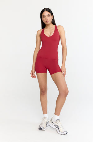 SKINLUXE BUILT-IN SUPPORT STRAPPY BACK FULL LENGTH LIFT VEST - RETRO RED