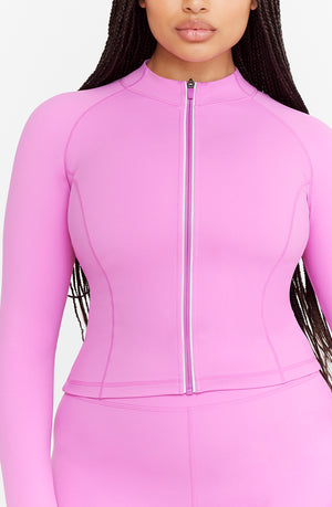 SKINLUXE ZIP THROUGH RUNNING TOP - BUBBLEGUM