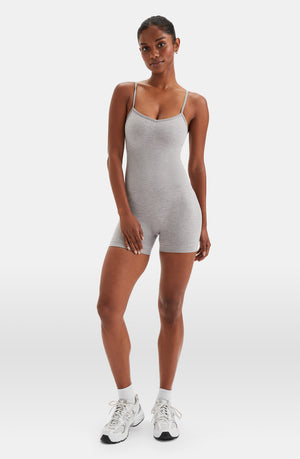 SCULPT SEAMLESS SCRUNCH UNITARD - LIGHT GREY MARL