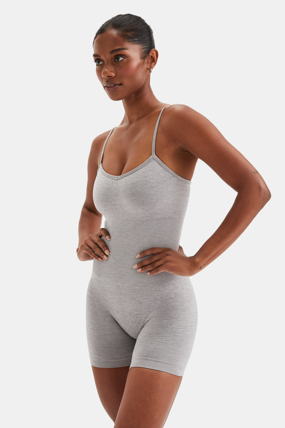 SCULPT SEAMLESS SCRUNCH UNITARD - LIGHT GREY MARL