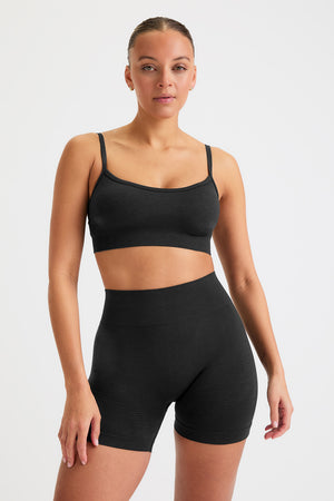 SCULPT SEAMLESS BANDEAU SPORTS BRA - BLACK MARL