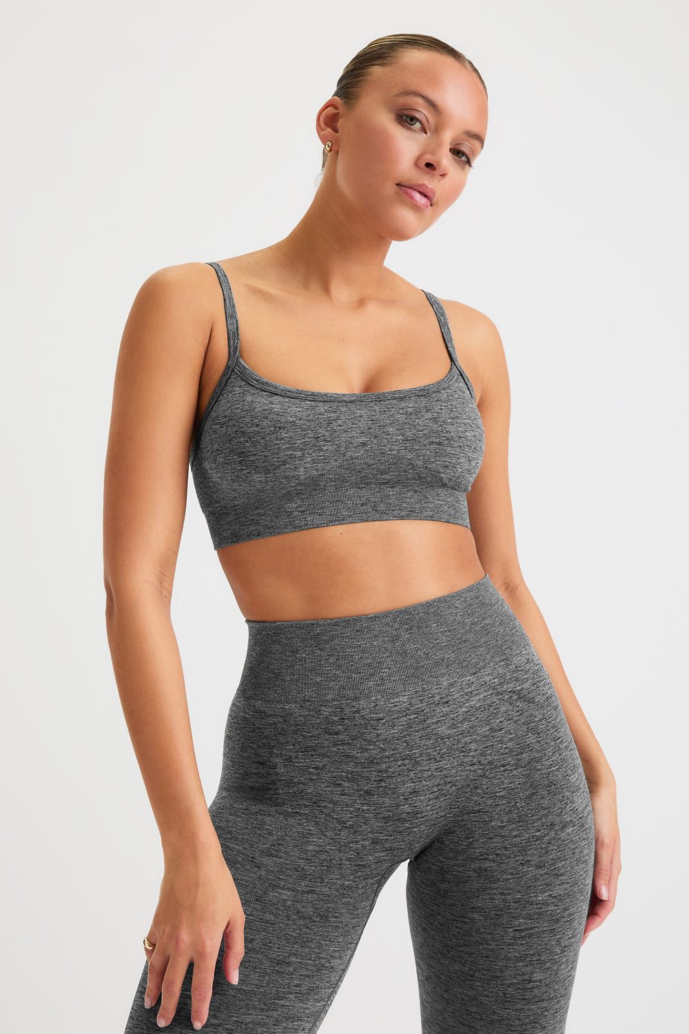 SCULPT SEAMLESS BANDEAU SPORTS BRA - CHARCOAL MARL