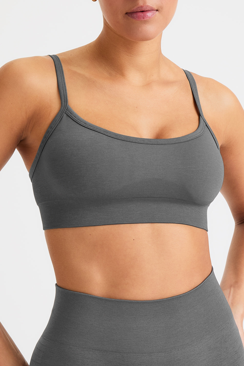 SCULPT SEAMLESS BANDEAU SPORTS BRA - DARK OLIVE MARL