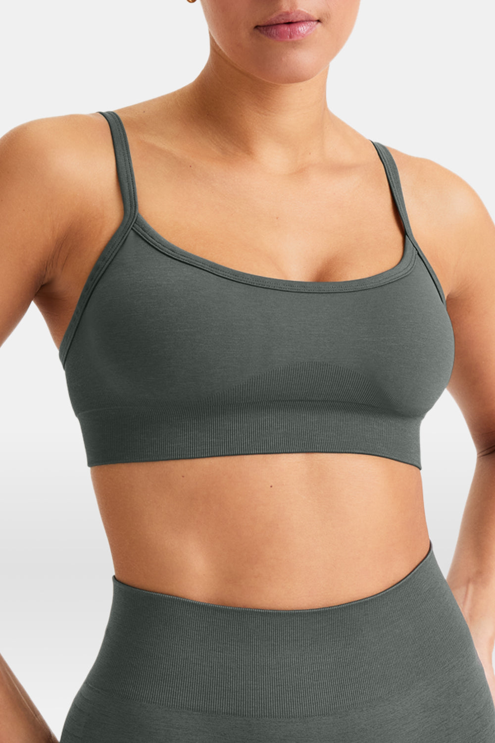 SCULPT SEAMLESS BANDEAU SPORTS BRA - DARK OLIVE MARL