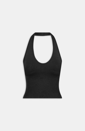 SCULPT SEAMLESS HALTER TANK - BLACK MARL