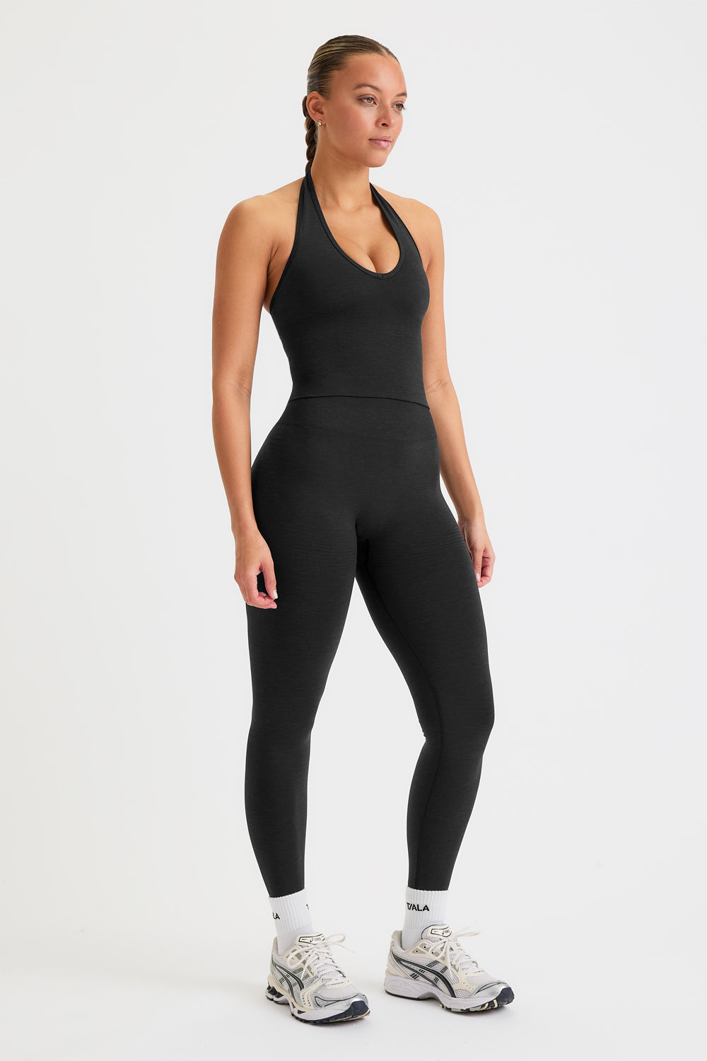 SCULPT SEAMLESS HALTER TANK - BLACK MARL