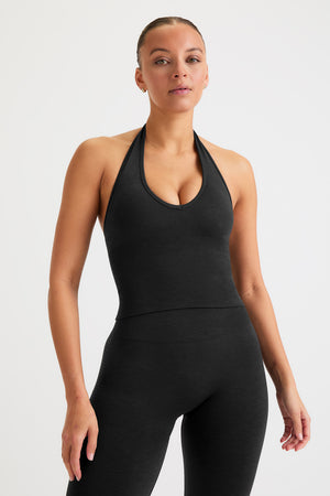 SCULPT SEAMLESS HALTER TANK - BLACK MARL